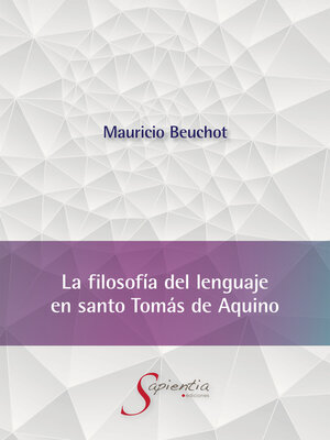 cover image of La filosofía del lenguaje en santo Tomás de Aquino
